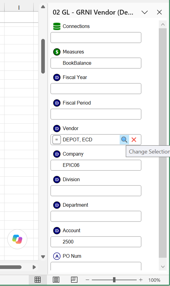 The FastClose filter panel in Excel with a vendor selection being changed
