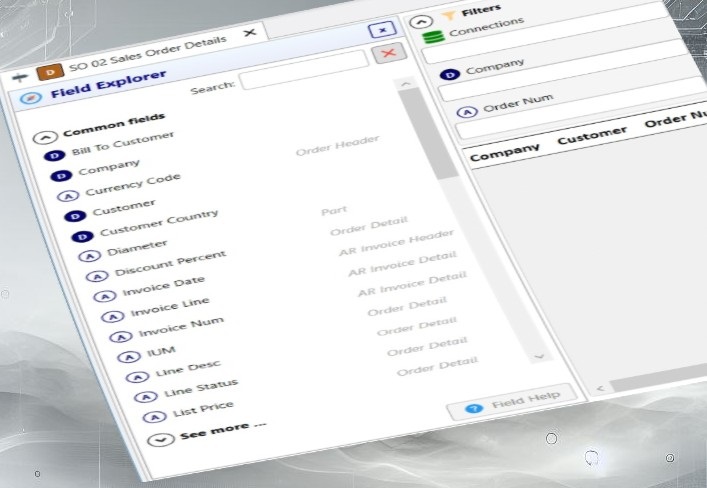 Designer Field Explorer showing common fields