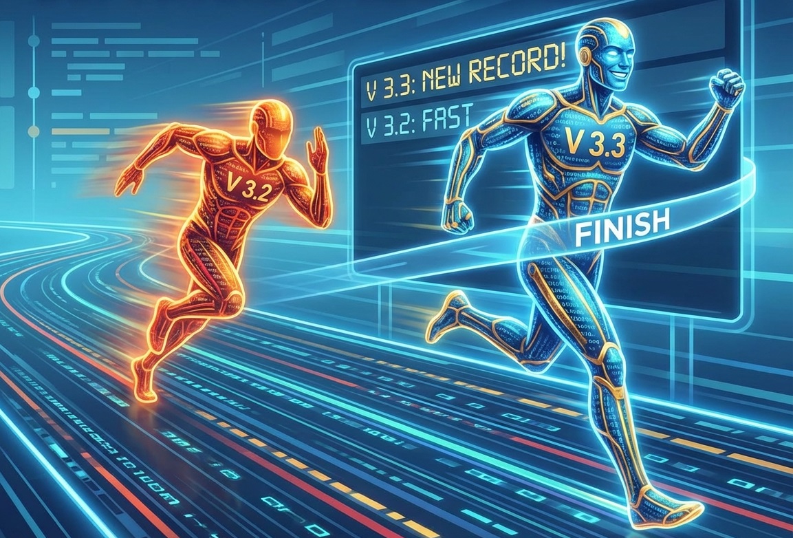 Version 3.3 beating 3.2 to the finish line